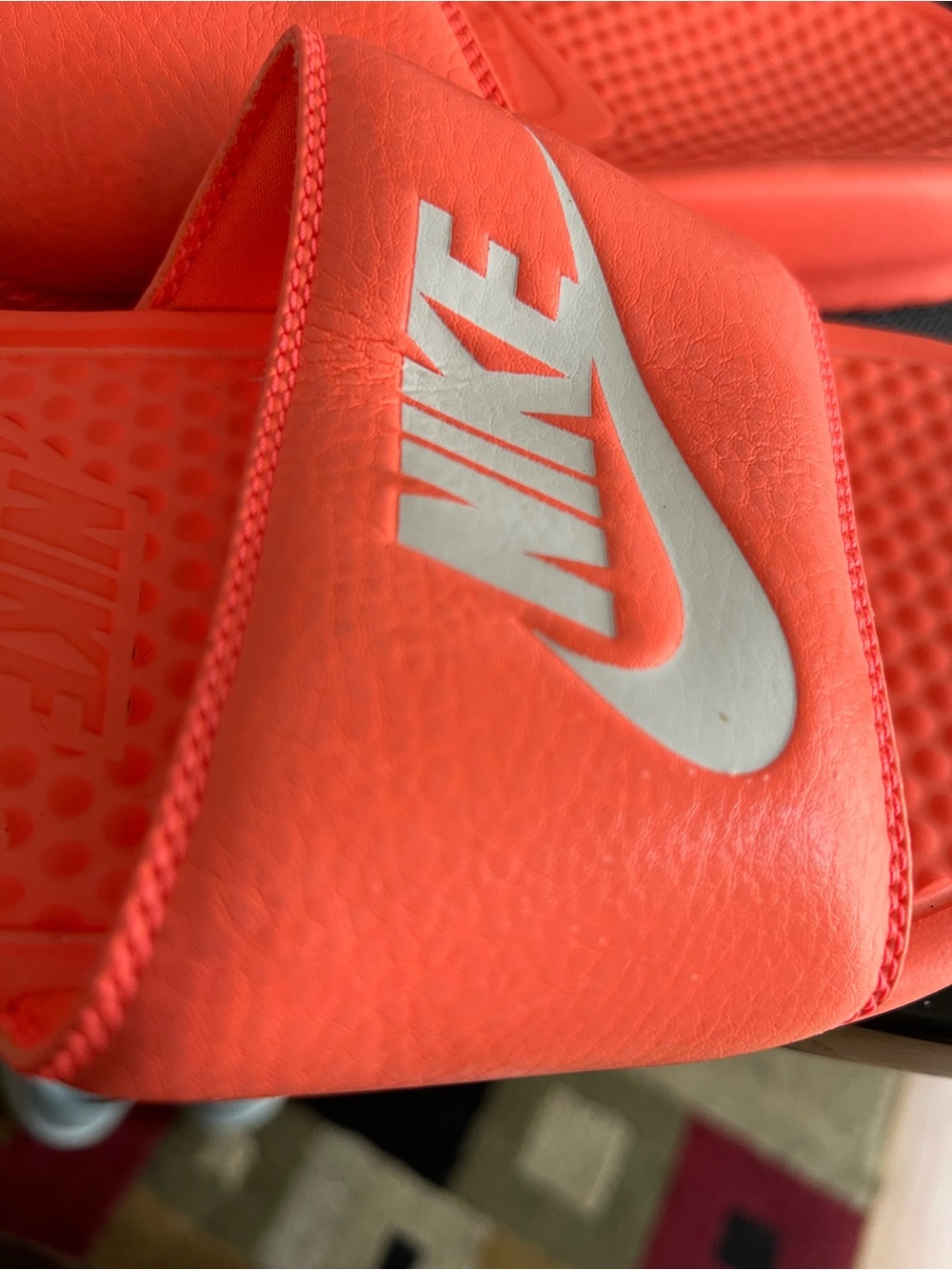 Nike Bright Orange Slide Sandals with White Logo - Picture 3 of 8